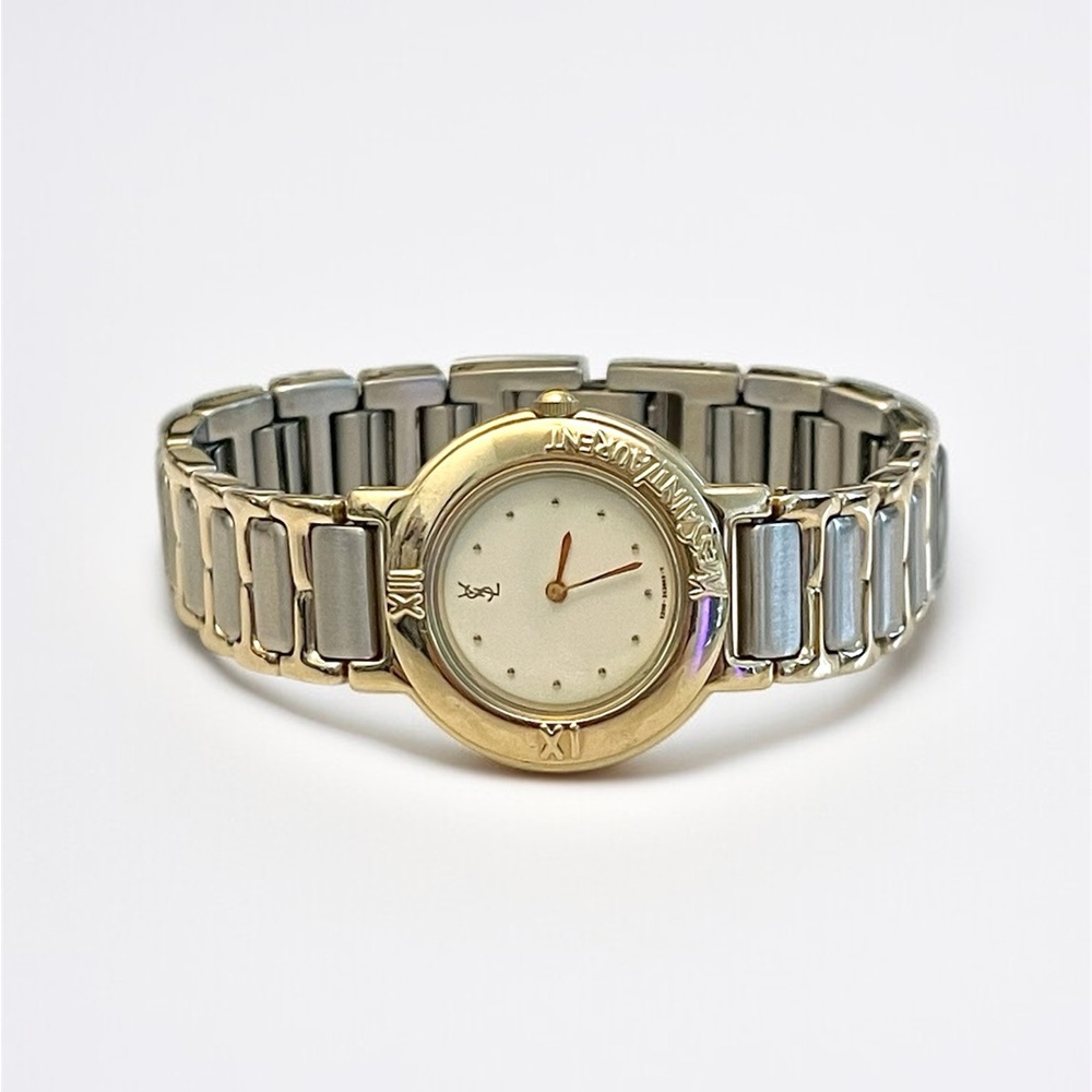 Yves Saint Laurent Two-Tone Gold and Silver Bracelet Watch